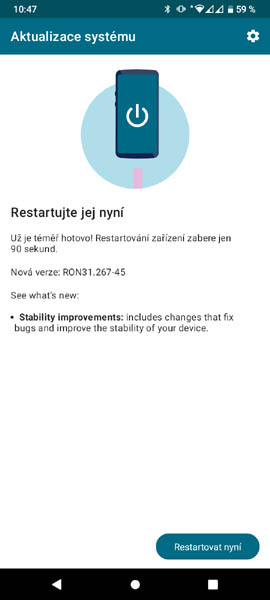 aktualizace dokončit