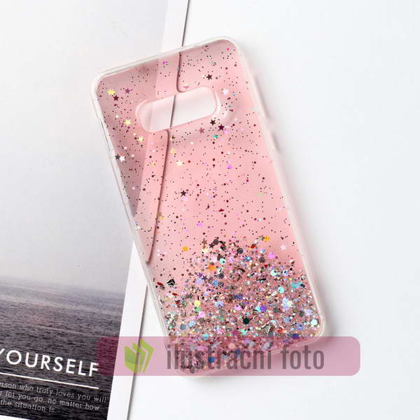 Gelové třpytivé světle růžové GLITTER STARS pouzdro na SAMSUNG A415 Galaxy A41