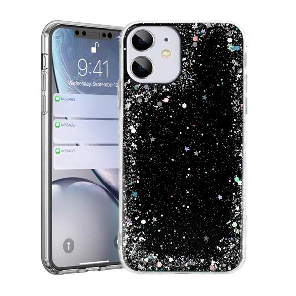 Gelové třpytivé černé GLITTER STARS pouzdro na SAMSUNG A025 Galaxy A02s