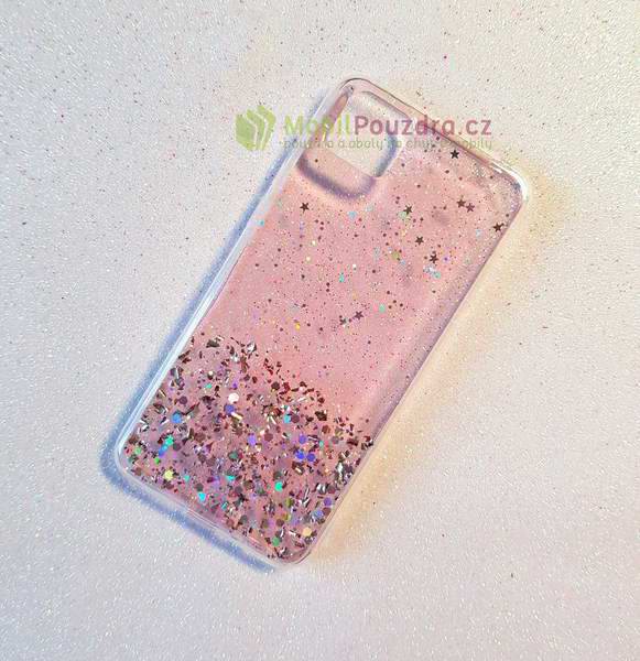 Gelové třpytivé růžové GLITTER STARS pouzdro na SAMSUNG M317 Galaxy M31s