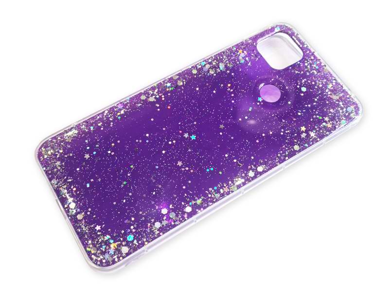 Gelové třpytivé fialové GLITTER STARS pouzdro na XIAOMI Redmi Note 9T