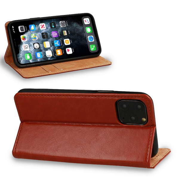 Peněženkové hnědé LEATHER MAGNET pouzdro na XIAOMI Redmi Note 9T