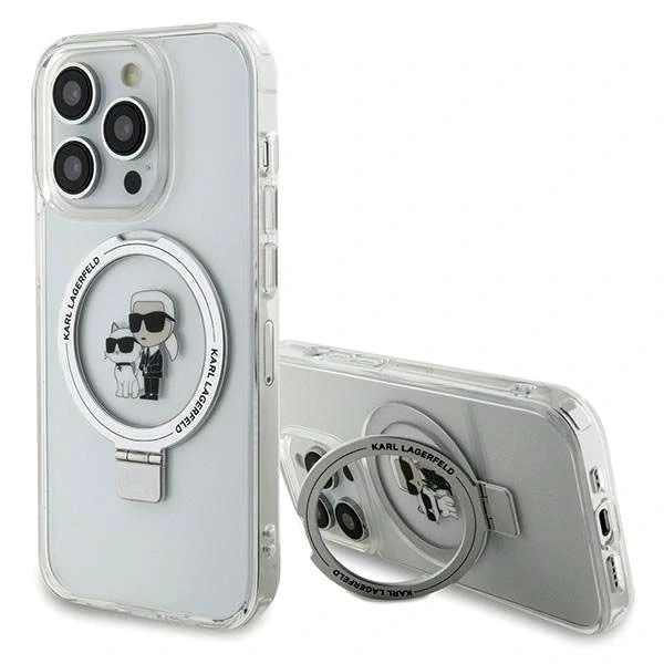 Kryt Karl Lagerfeld KLHMP14LHMRSKCH Apple iPhone 14 Pro hardcase Ring Stand Karl&Choupettte MagSafe white