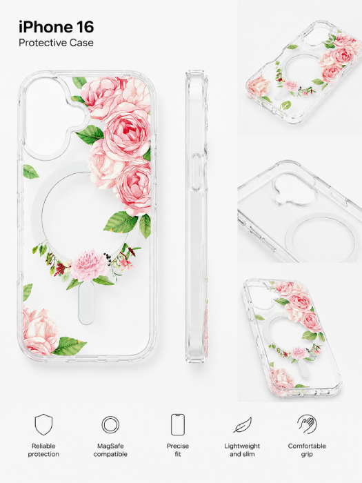 Kryt Flower MagSafe Protect pro Apple iPhone 16 , design 1
