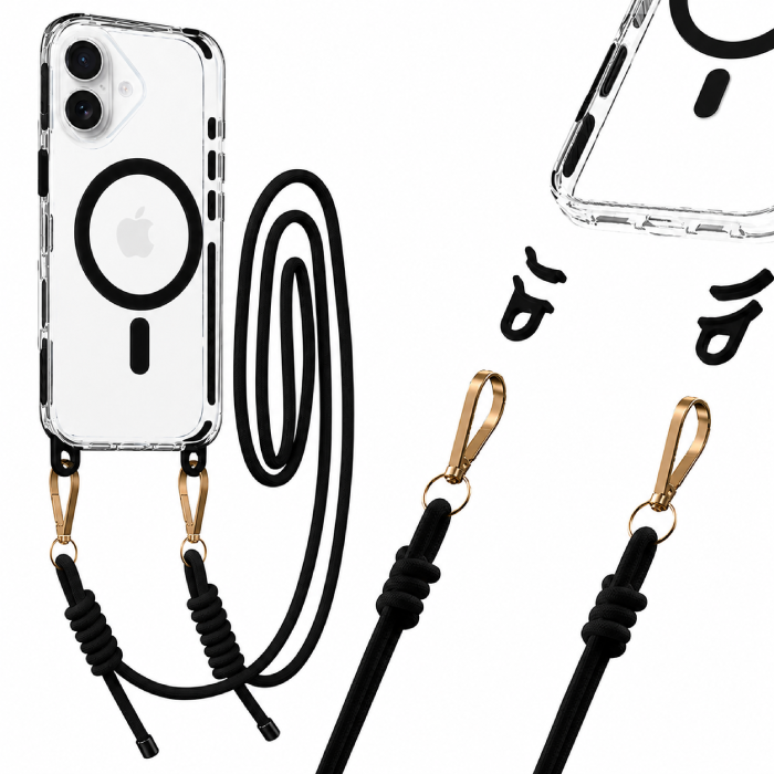 Tel Protect Strap Kryt ClearCase pro Apple iPhone 16 , barva černá