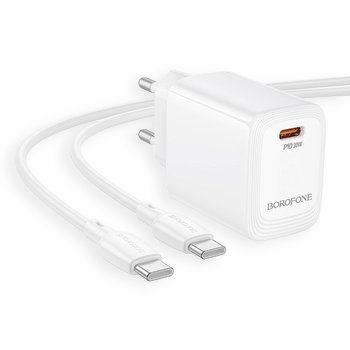 Borofone síťová nabíječka BN28 Fuente - USB-C - PD 30W with USB-C to USB-C cable , barva bílá