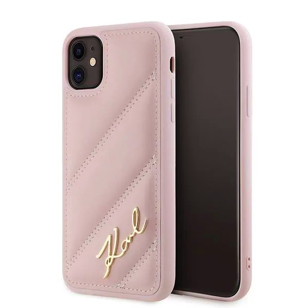 Kryt Karl Lagerfeld KLHCN61PQDSMGP Apple iPhone 11 / XR hardcase Diagonal Quilted Script pink