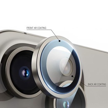 Tvrzené sklo Tel Protect Titanium Lens 99% na fotoaparát pro Apple iPhone 15 Pro / 15 Pro Max - natural titanium