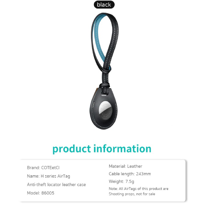 Pouzdro kožené COTEetCI pro Apple AirTag, H-series černá