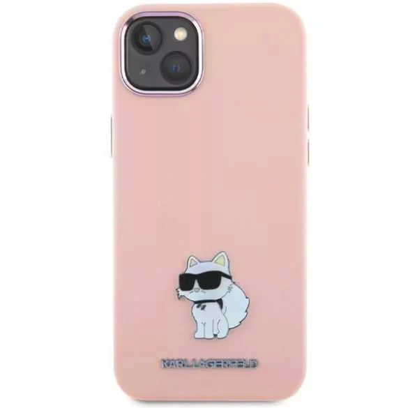 Kryt Karl Lagerfeld KLHCP15MSMHCNPP iPhone 15 Plus barva růžová Silicone Choupette Metal Pin