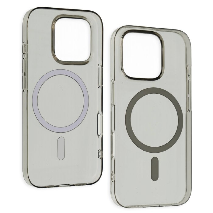Průhledný tenký kryt MagSafe pro iPhone 16 Pro, grafitový