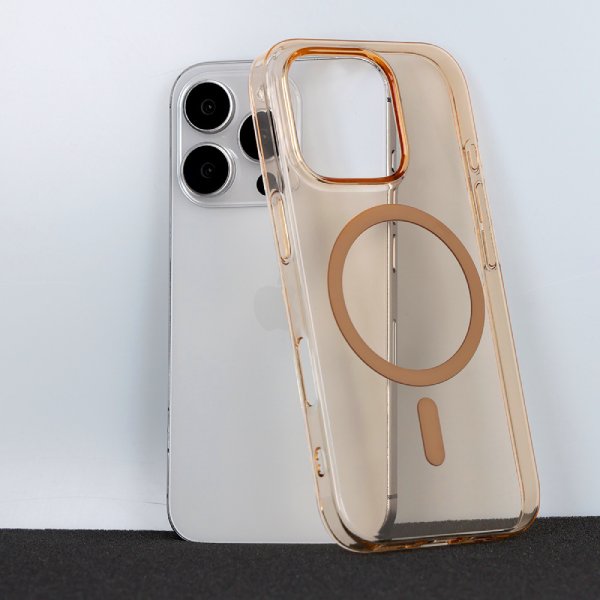 Průhledný tenký kryt MagSafe pro iPhone 16 Pro, oranžový