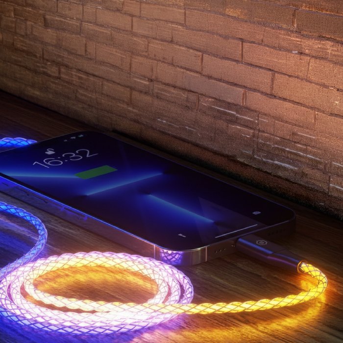 Kabel Blavec Neon - USB-C na USB-C - PD 60W 3A 1m - svíticí