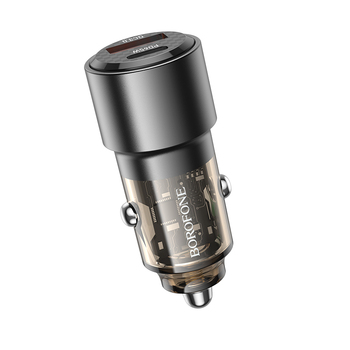 Autonabíječka Borofone BZ20A Smart - USB + Type-C - QC 3.0 PD 83W průhledně-černá