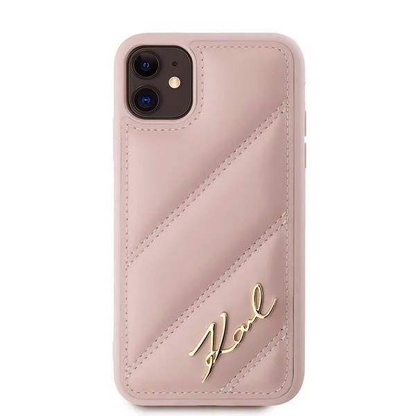 Kryt Karl Lagerfeld KLHCN61PQDSMGP Apple iPhone 11 / XR hardcase Diagonal Quilted Script pink