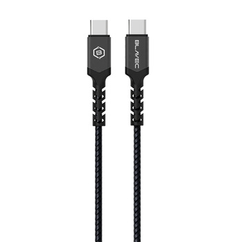 Kabel USB-C na USB-C Blavec Raptor - PD 60W 3A 0,25 metru Apple CarPlay/Android Auto (CRA-CC3BG025) černo-šedý