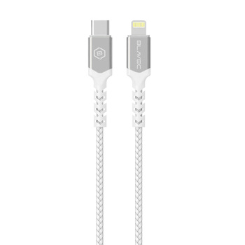 Kabel USB-C na Lightning Blavec Raptor - PD 20W 2,4A 0,25m Apple CarPlay (CRA-CL24WS025) bílo-stříbrný