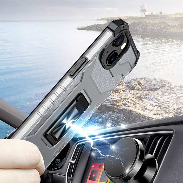 Hybridní černé CRYSTAL RING pouzdro na APPLE iPhone 13 (6.1)