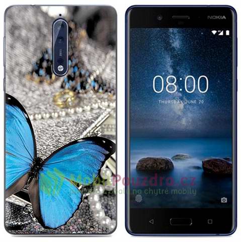 Gelové pouzdro s obrázkem na NOKIA 8 (2017) - vzor BLUE BUTTERFLY