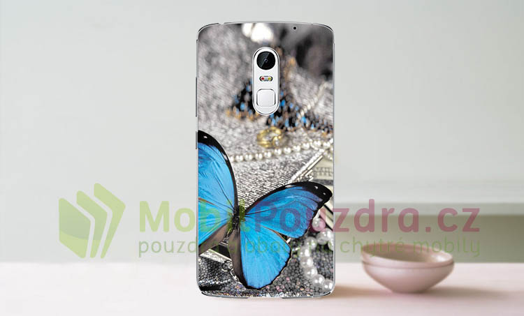 Ultratenké gelové pouzdro s obrázkem na LENOVO Vibe X3 - vzor BLUE BUTTERFLY