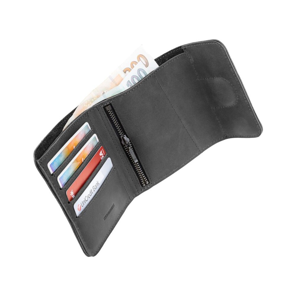 Kožená peněženka FIXED Classic Wallet for AirTag z pravé hovězí kůže, černá
