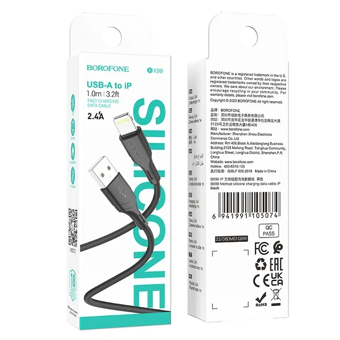 Kabel USB na Lightning Borofone BX99 Method - 2,4A 1 metr, černý