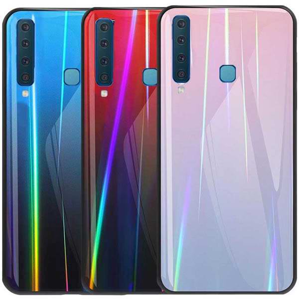 Temperované BUMPER pouzdro na SAMSUNG A920 Galaxy A9 (2018) - vzor RAINBOW BLUE