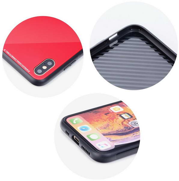 Temperované červené BUMPER GLASS pouzdro na HUAWEI Mate 20 Lite