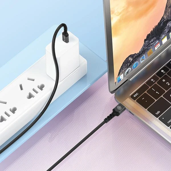 Blavec kabel Raptor opletený - USB na Type-C - 3A 0,5 metru Apple CarPlay/Android Auto, černo-šedý