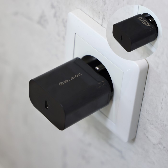 Síťová nabíječka Blavec BC-7 GaN4 - Typ C - PD QC 45W 3A, černá