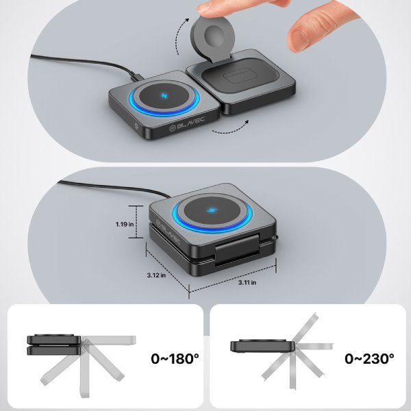 Indukční nabíječka Blavec BQI-04 Qi 15W MagSafe 3v1, černá