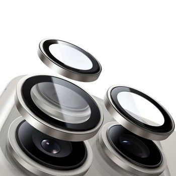 Tvrzené sklo Tel Protect Titanium Lens 99% na fotoaparát pro Apple iPhone 15 Pro / 15 Pro Max - natural titanium