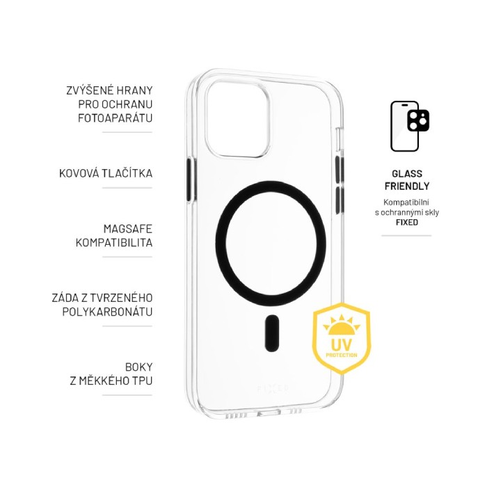 Zadní kryt FIXED MagPurity s podporou Magsafe pro Apple iPhone 15 Pro Max, čirý