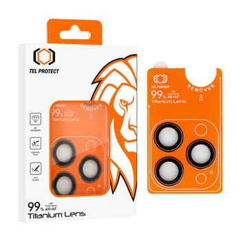 Tvrzené sklo Tel Protect Titanium Lens 99% na fotoaparát pro Apple iPhone 15 Pro / 15 Pro Max - natural titanium