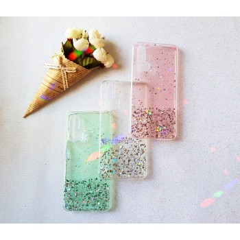 Gelové třpytivé světle růžové GLITTER STARS pouzdro na HUAWEI P40