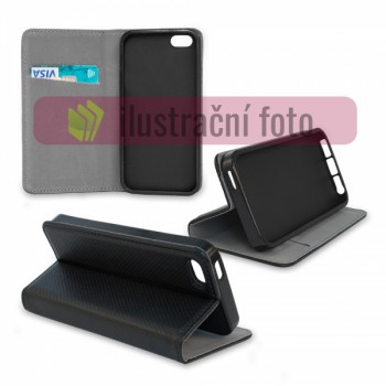 Peněženkové černé SMART CARBON pouzdro na HUAWEI Y6 II