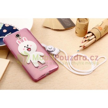 Gelové růžové pouzdro na COOLPAD Modena- vzor WHITE RABBIT