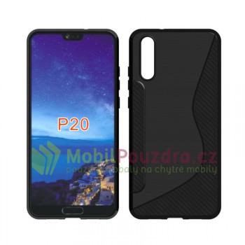 Gelové černé CARBON S-LINE pouzdro na HUAWEI P20