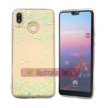 Gelové třpytivé tyrkysové STARS pouzdro na HUAWEI P20