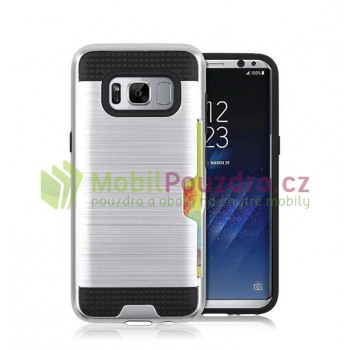 Hybridní stříbrné pouzdro CARD na SAMSUNG G955 Galaxy Galaxy S8 Plus