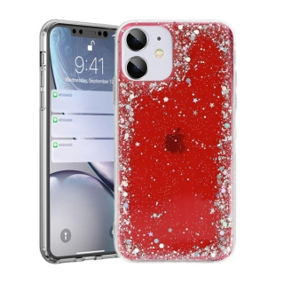 Gelové třpytivé červené GLITTER STARS pouzdro na XIAOMI Redmi Note 9T
