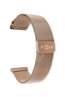 Síťovaný nerezový řemínek FIXED Mesh Strap s Quick Release 20mm pro smartwatch, růžové zlatý
