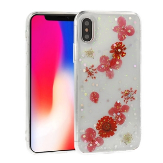 Gelové červené pouzdro FLORAL GLITTER na HUAWEI P30