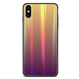 Temperované BUMPER pouzdro na SAMSUNG A920 Galaxy A9 (2018) - vzor RAINBOW PURPLE YELLOW