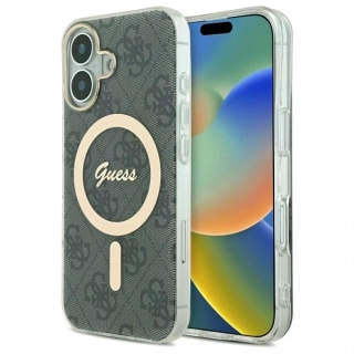 Kryt Guess GUHMP16SH4STK Apple iPhone 16 hardcase IML 4G MagSafe black