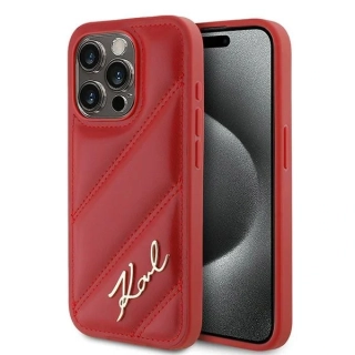 Kryt Karl Lagerfeld KLHCP15LPQDSMGR Apple iPhone 15 Pro hardcase Diagonal Quilted Script red