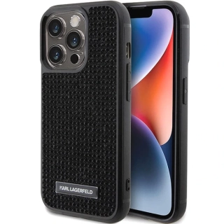 Kryt Karl Lagerfeld KLHCP15XHDSPLK Apple iPhone 15 Pro Max hardcase Rhinestone Logo Metal Plate black