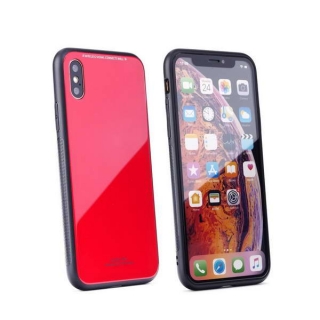 Temperované červené BUMPER GLASS pouzdro na SAMSUNG J610 Galaxy J6 Plus (J6+)