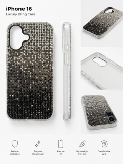 Kryt kamínkový Super Diamond pro Apple iPhone 16 , barva černá