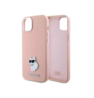 Kryt Karl Lagerfeld KLHCP15MSMHCNPP iPhone 15 Plus barva růžová Silicone Choupette Metal Pin